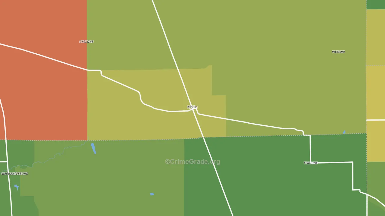 Kirklin, IN Map of Assault Rates