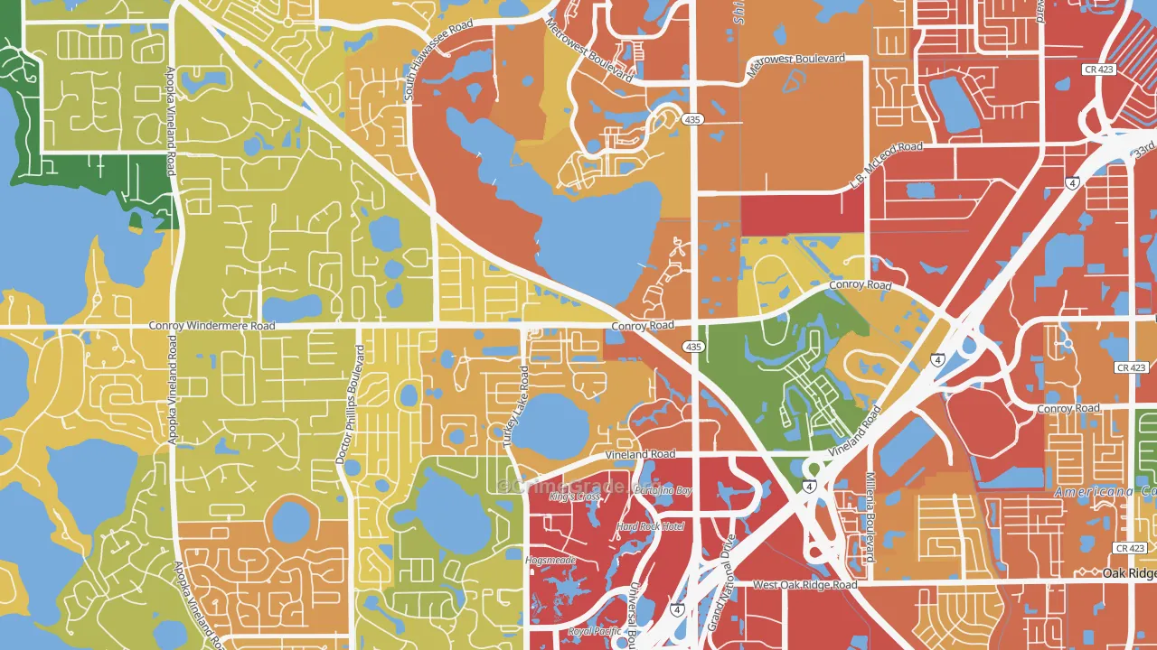 Kirkman South, Orlando, FL Map of Assault Rates