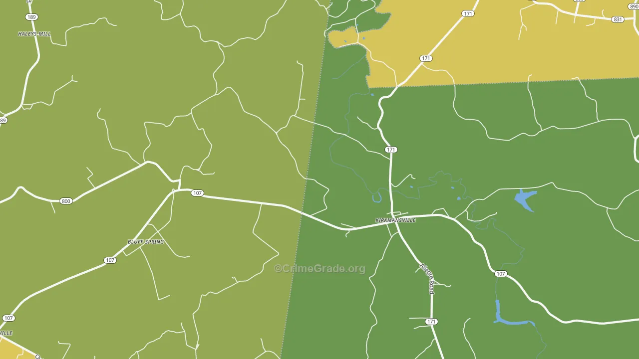 Kirkmansville, KY Map of Assault Rates
