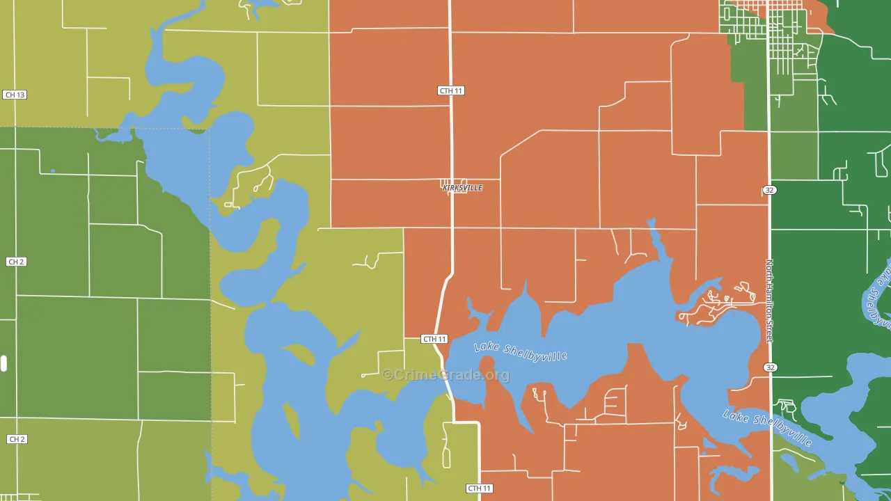 Kirksville, IL Map of Assault Rates
