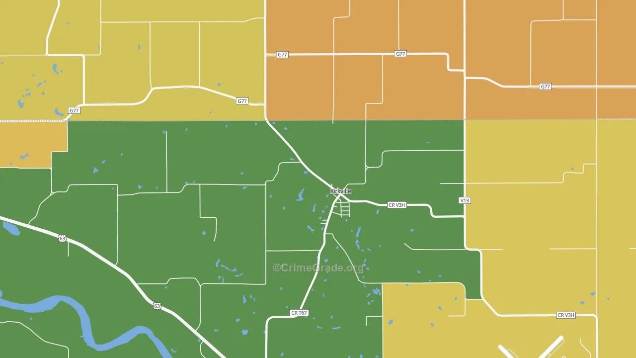Kirkville, IA Map of Assault Rates