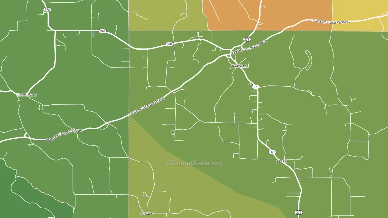Kirkville, MS Map of Assault Rates