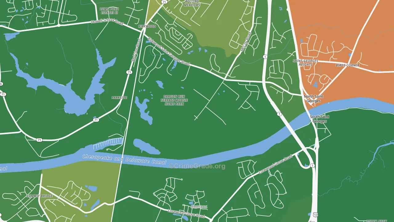 Kirkwood, DE Map of Assault Rates