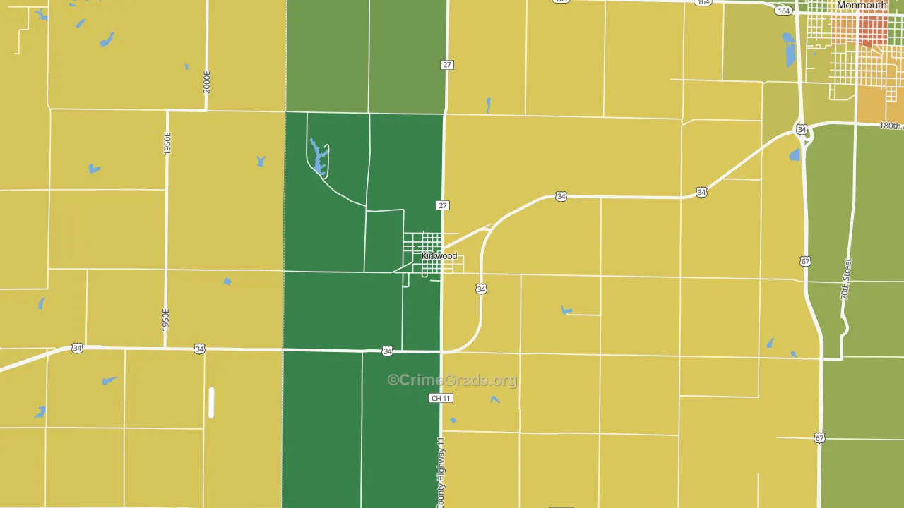Kirkwood, IL Map of Assault Rates