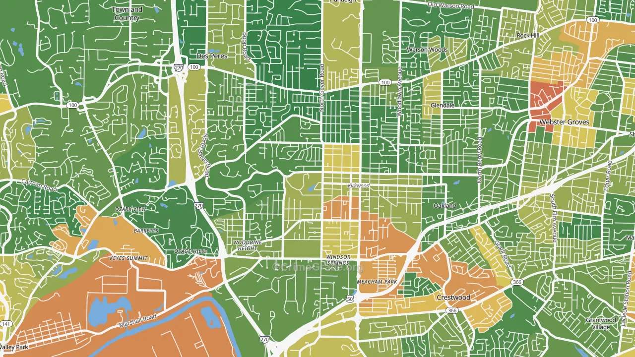 Kirkwood, MO Map of Assault Rates