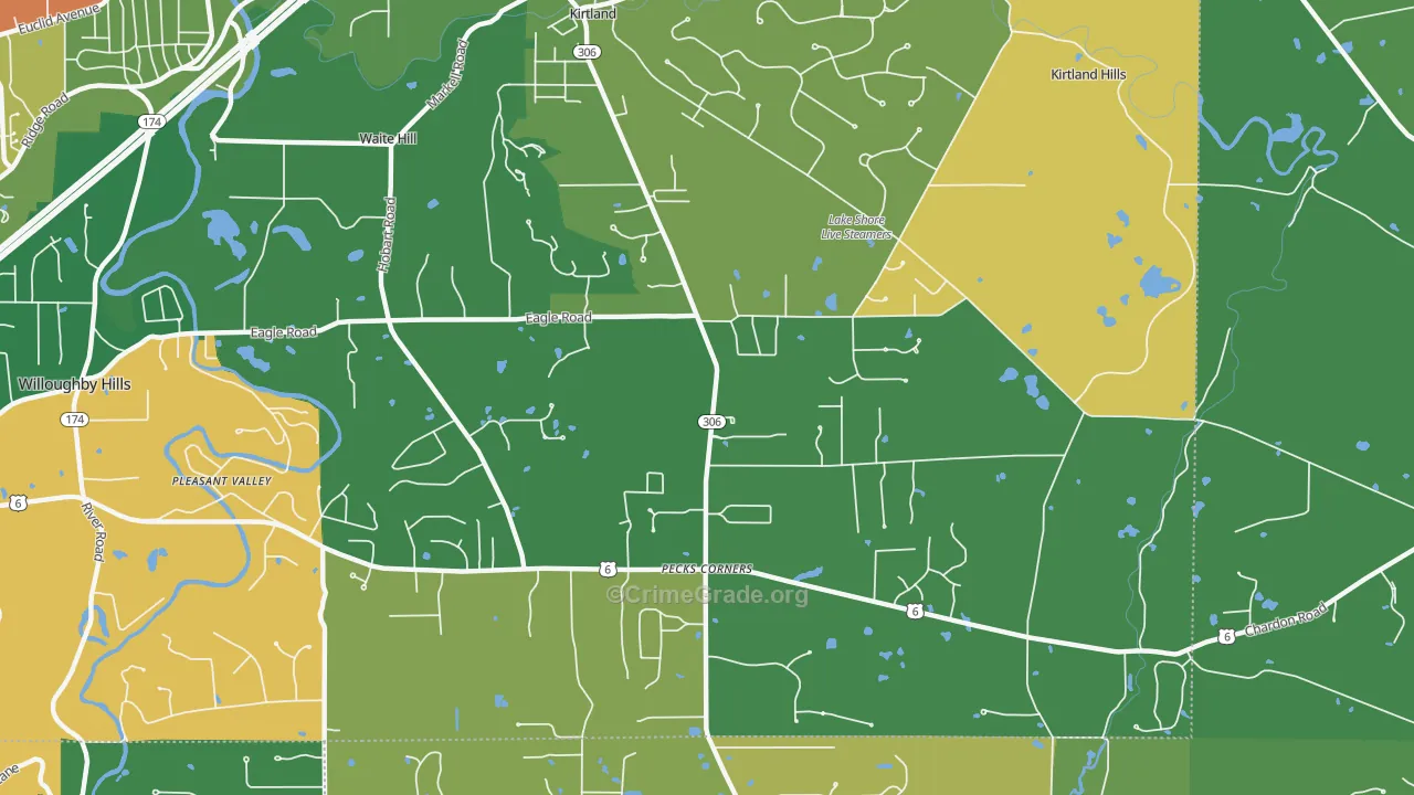 Kirtland, OH Map of Assault Rates