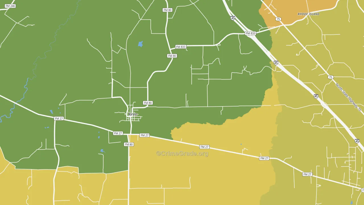 Kirvin, TX Map of Assault Rates