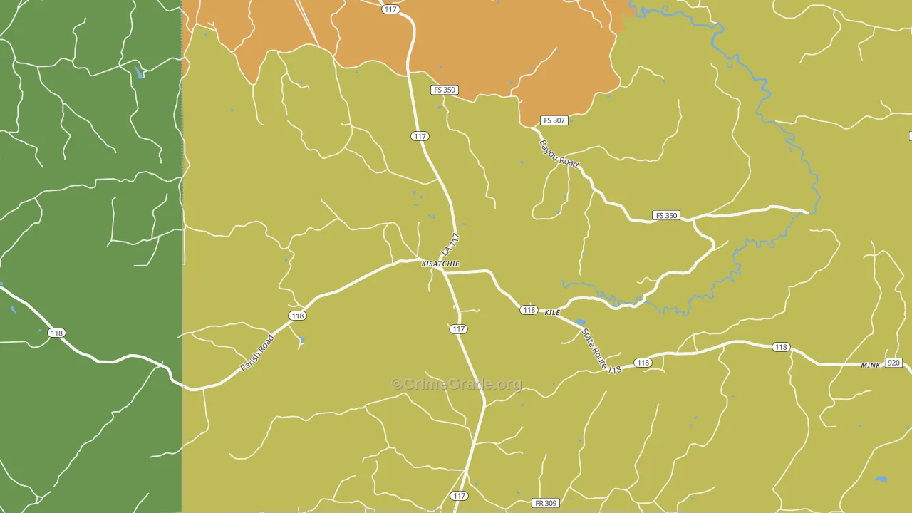 Kisatchie, LA Map of Assault Rates