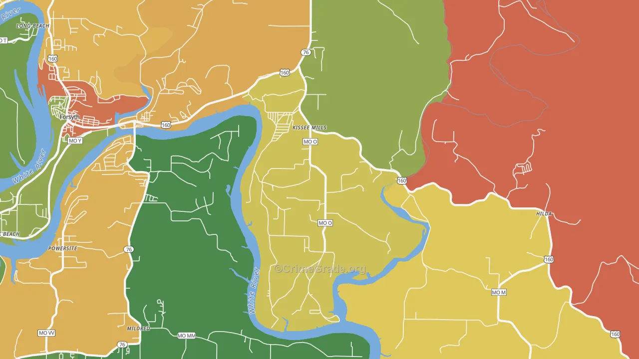 Kissee Mills, MO Map of Assault Rates