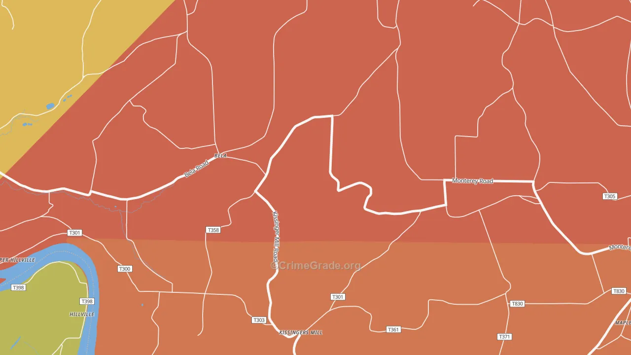 Kissingers Mill, PA Map of Assault Rates