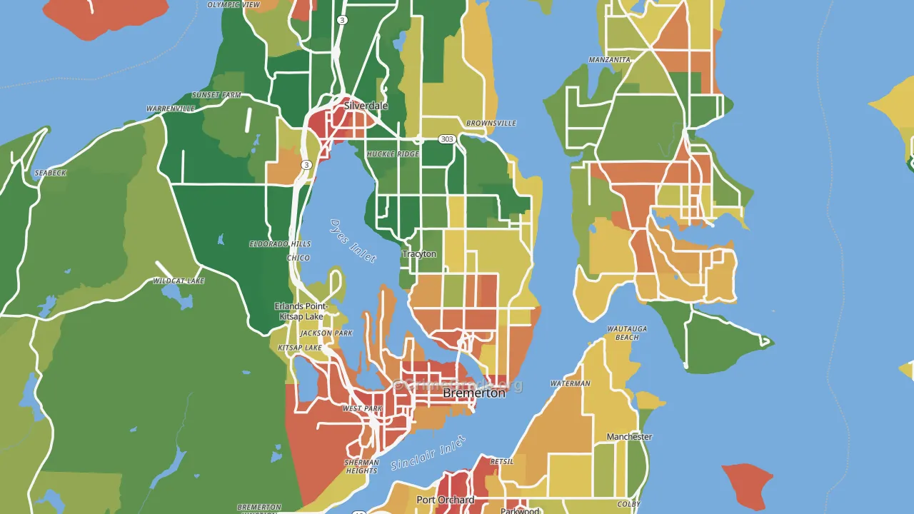 Kitsap County, WA Map of Assault Rates