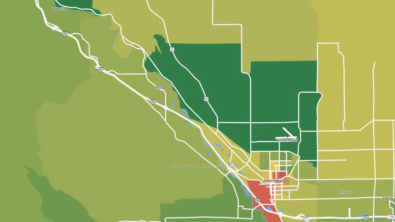 Kittitas County, WA Map of Assault Rates