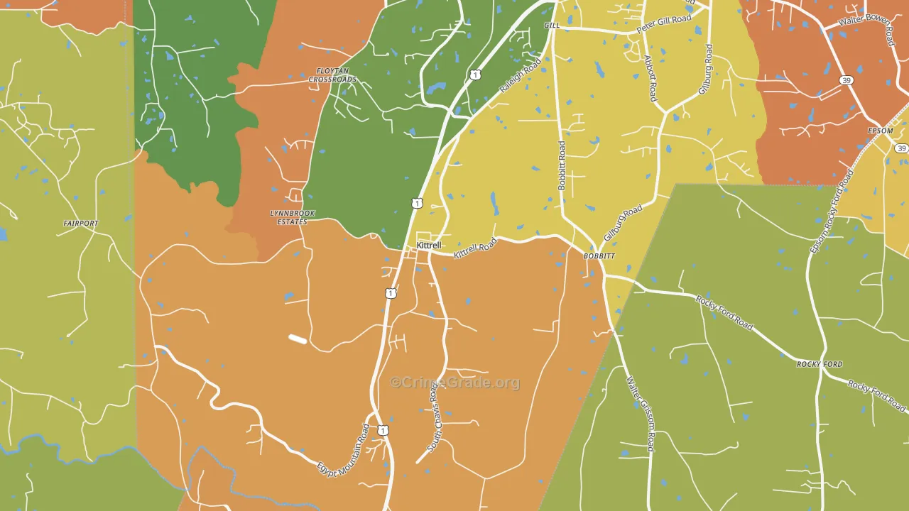 Kittrell, NC Map of Assault Rates
