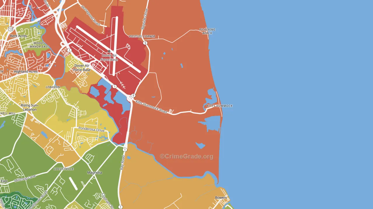 Kitts Hummock, DE Map of Assault Rates
