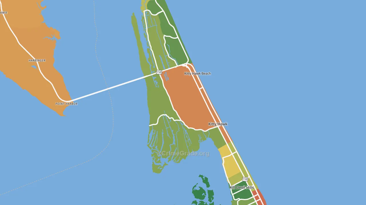 Kitty Hawk, NC Map of Assault Rates