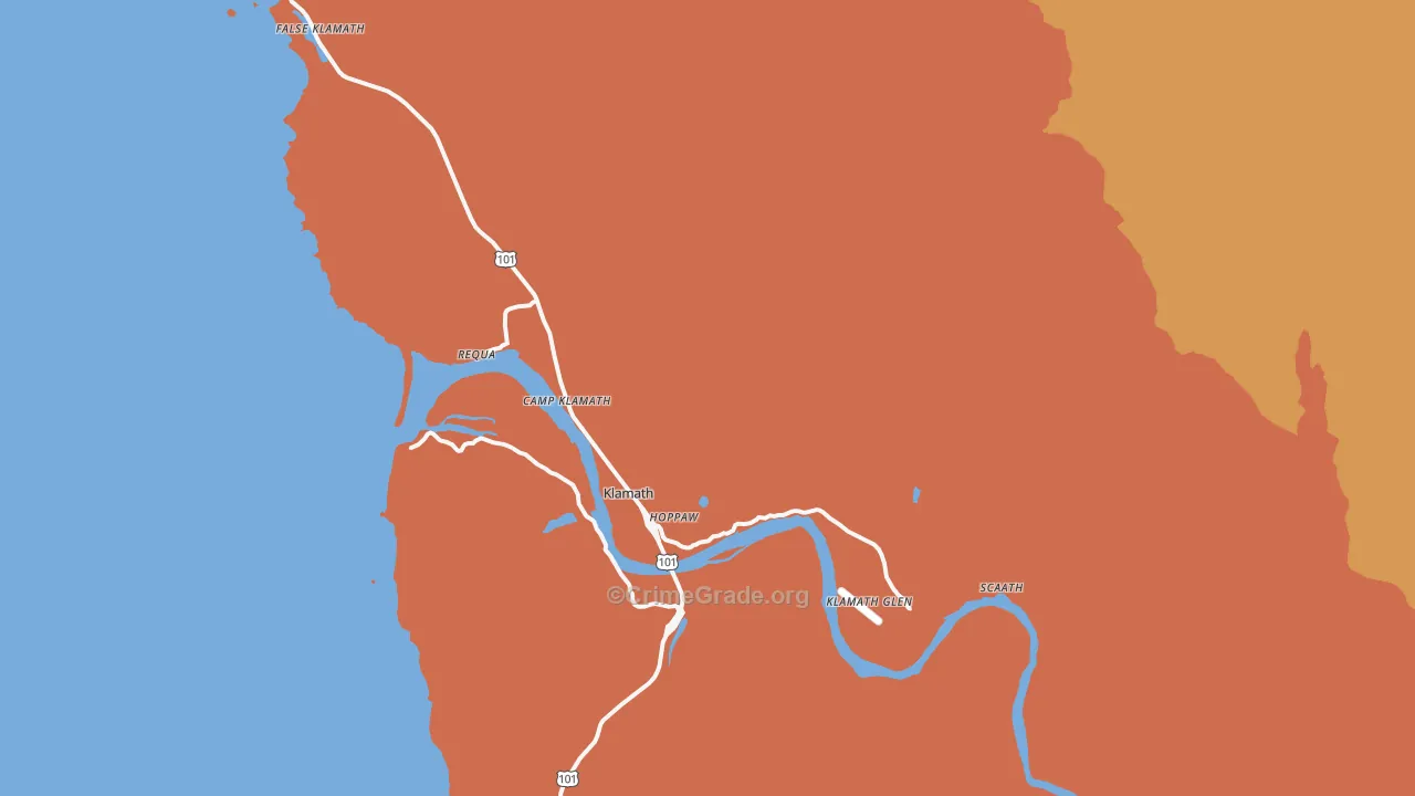 Klamath, CA Map of Assault Rates