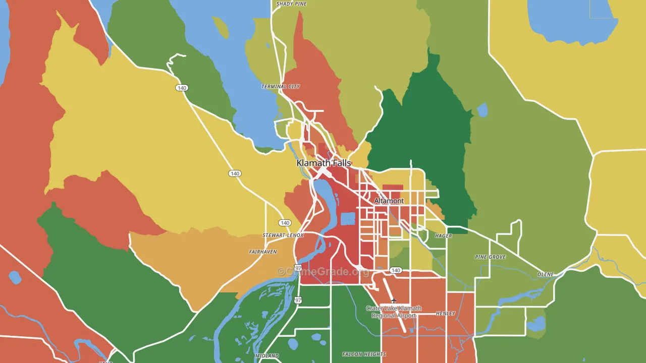 Klamath Falls, OR Map of Assault Rates