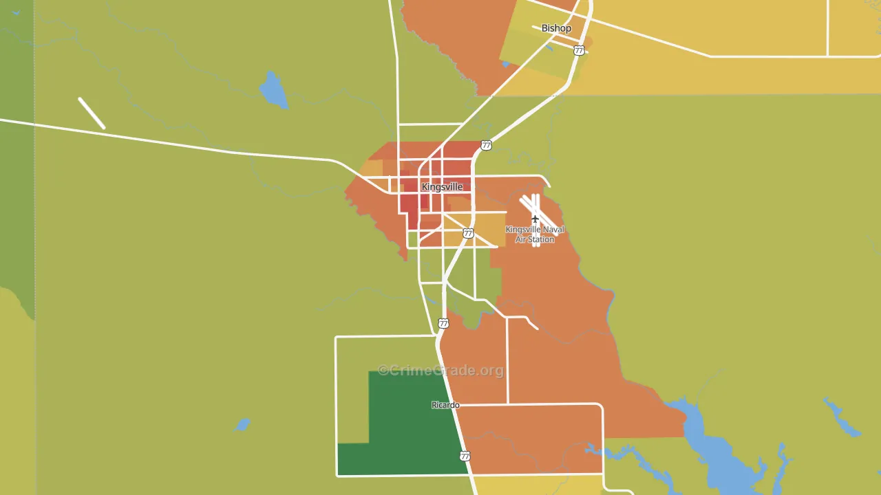 Kleberg County, TX Map of Assault Rates