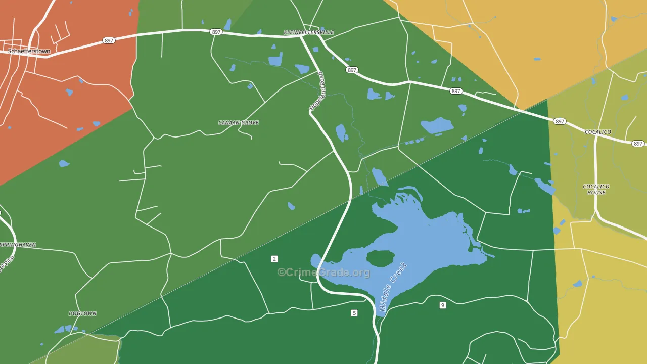 Kleinfeltersville, PA Map of Assault Rates