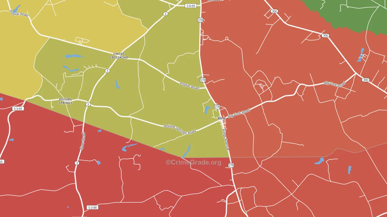 Kline, SC Map of Assault Rates