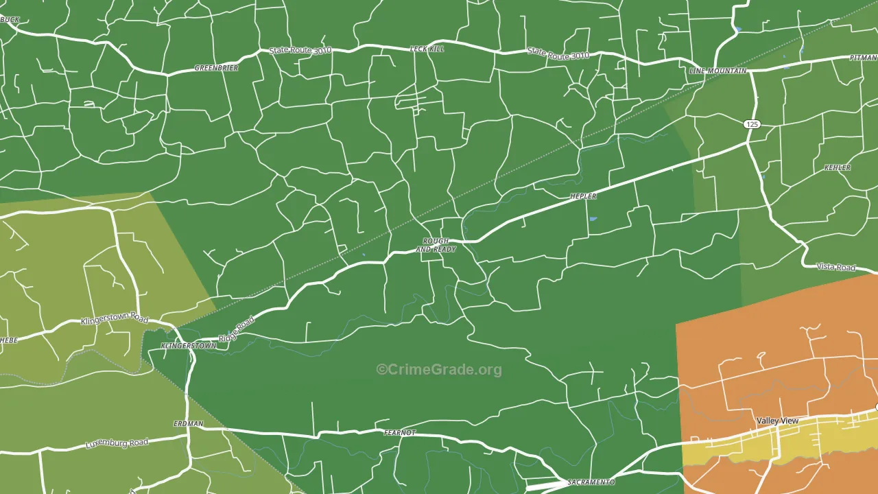 Klingerstown, PA Map of Assault Rates