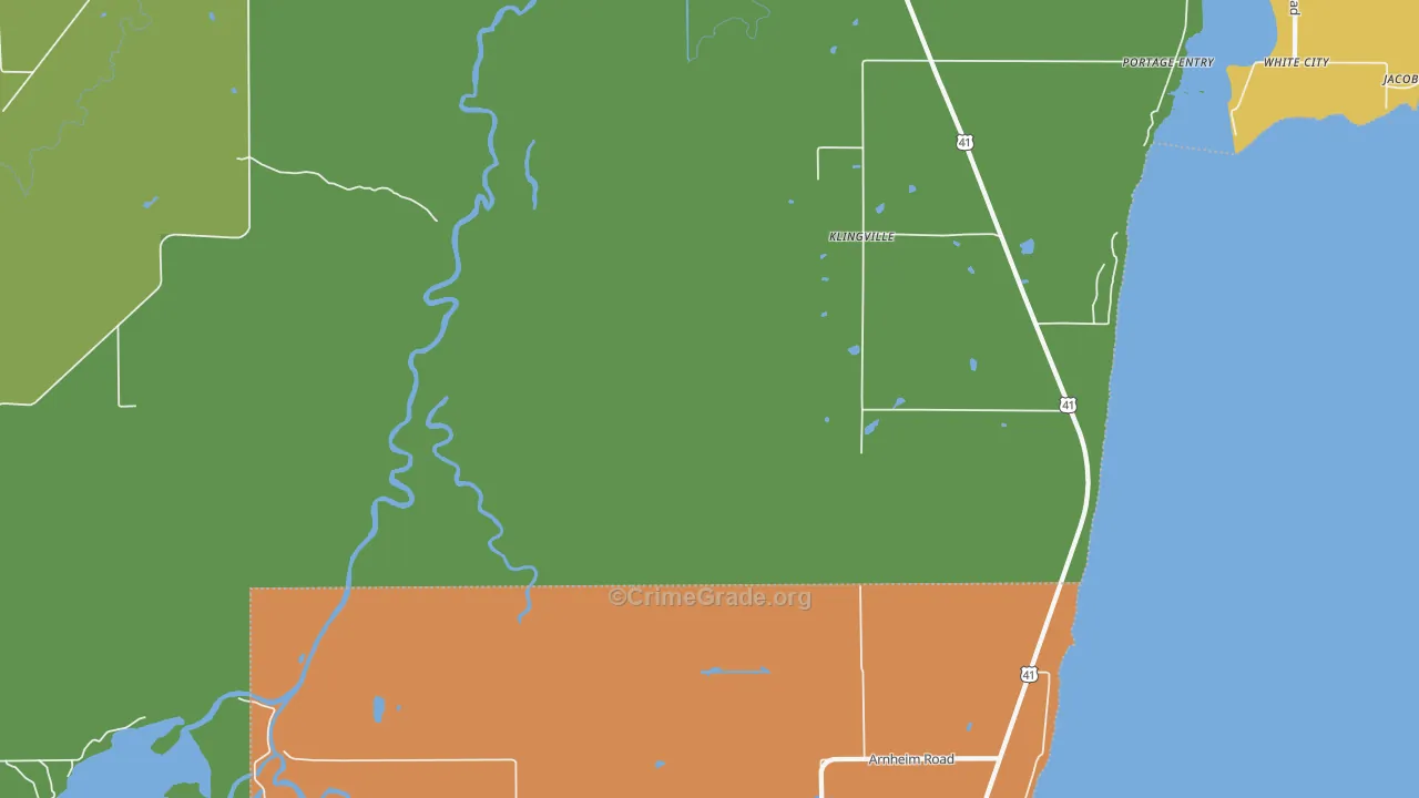 Klingville, MI Map of Assault Rates