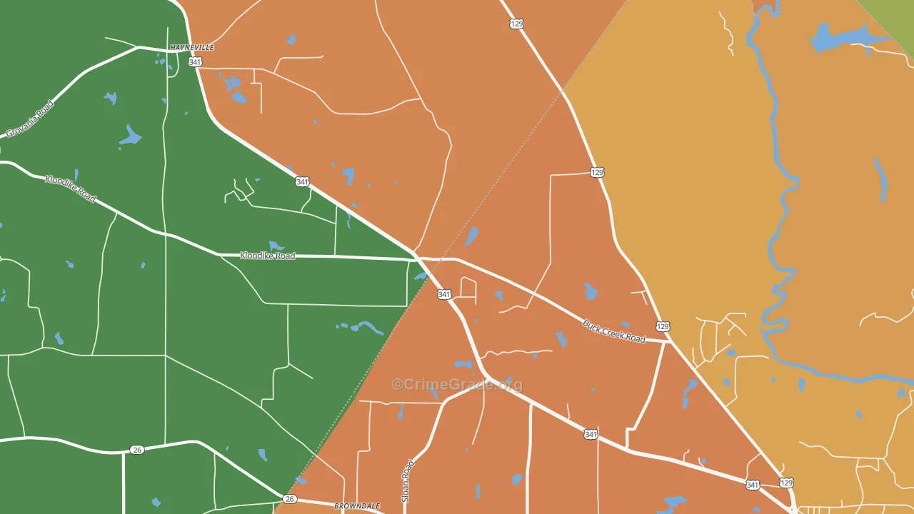 Klondike, GA Map of Assault Rates