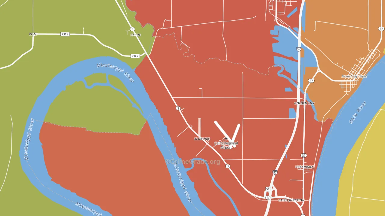 Klondike, IL Map of Assault Rates