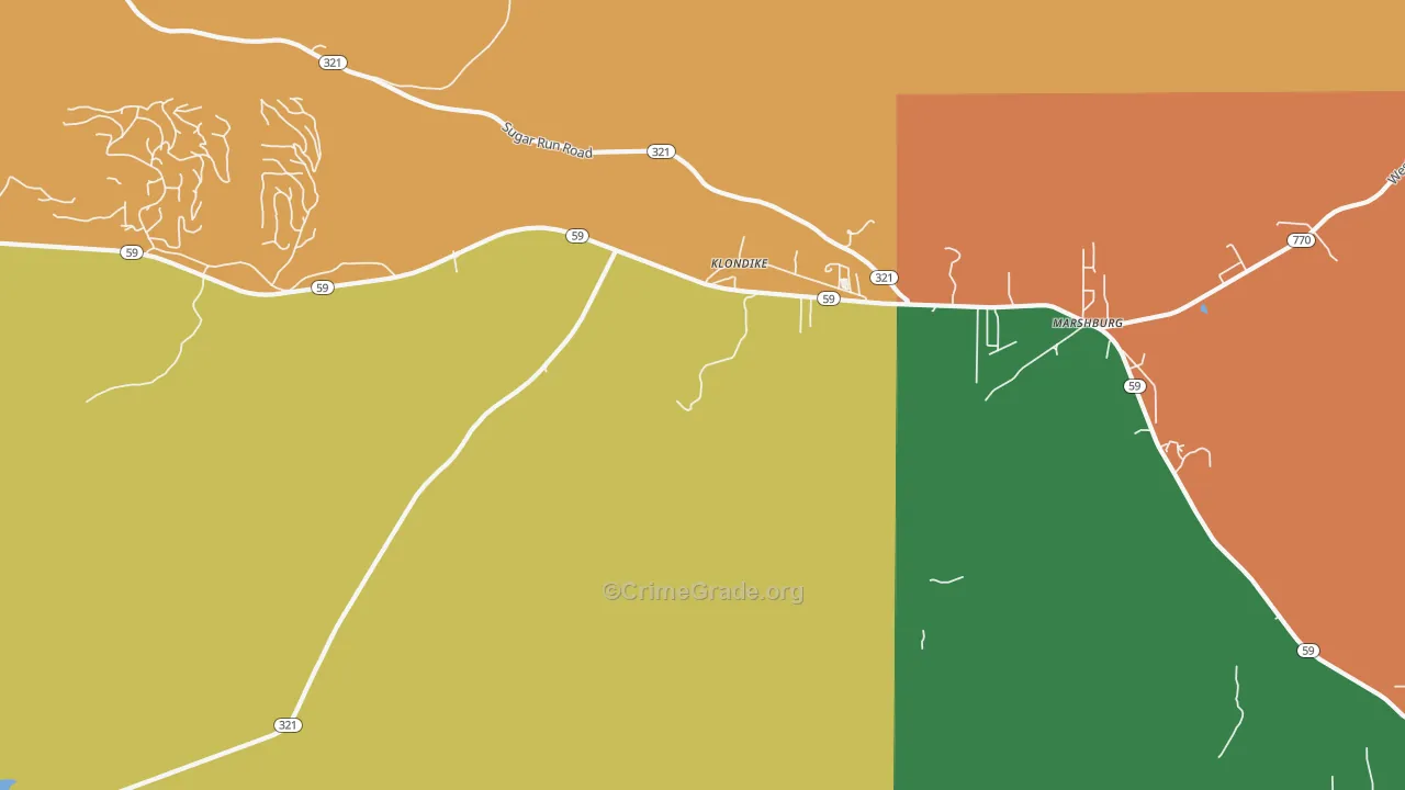 Klondike, PA Map of Assault Rates