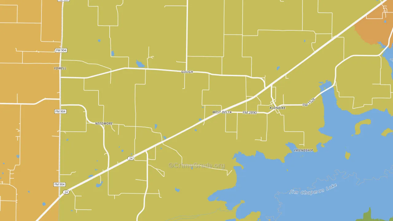 Klondike, TX Map of Assault Rates