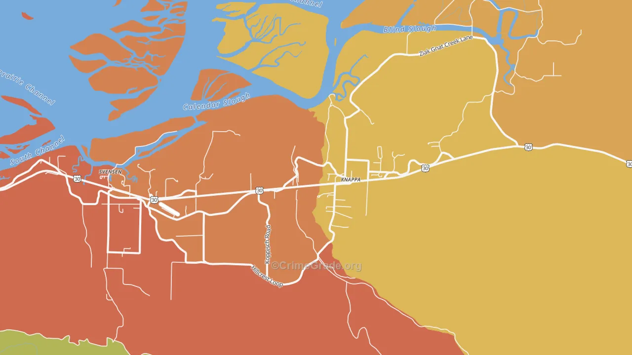 Knappa, OR Map of Assault Rates