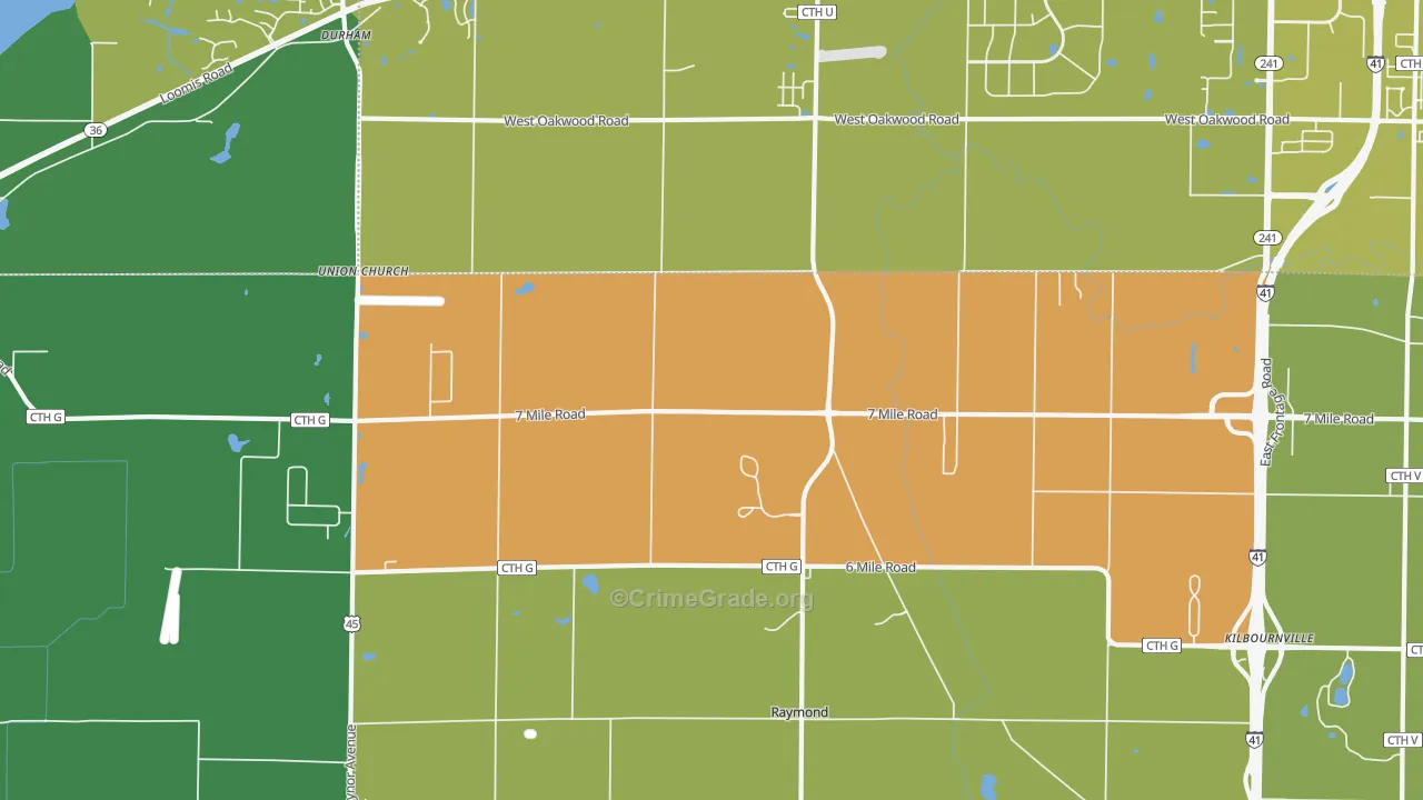 Kneeland, WI Map of Assault Rates