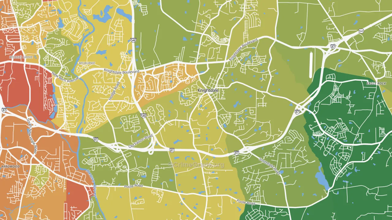 Knightdale, NC Map of Assault Rates