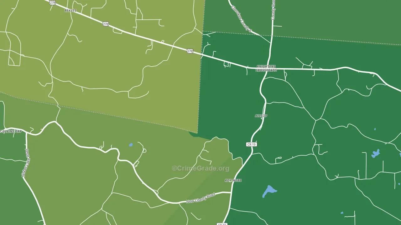 Knightens Crossroads, AL Map of Assault Rates