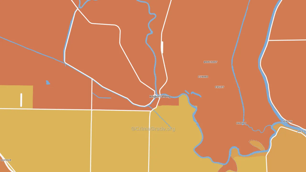 Knights Landing, CA Map of Assault Rates
