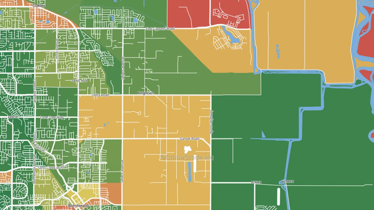 Knightsen, CA Map of Assault Rates
