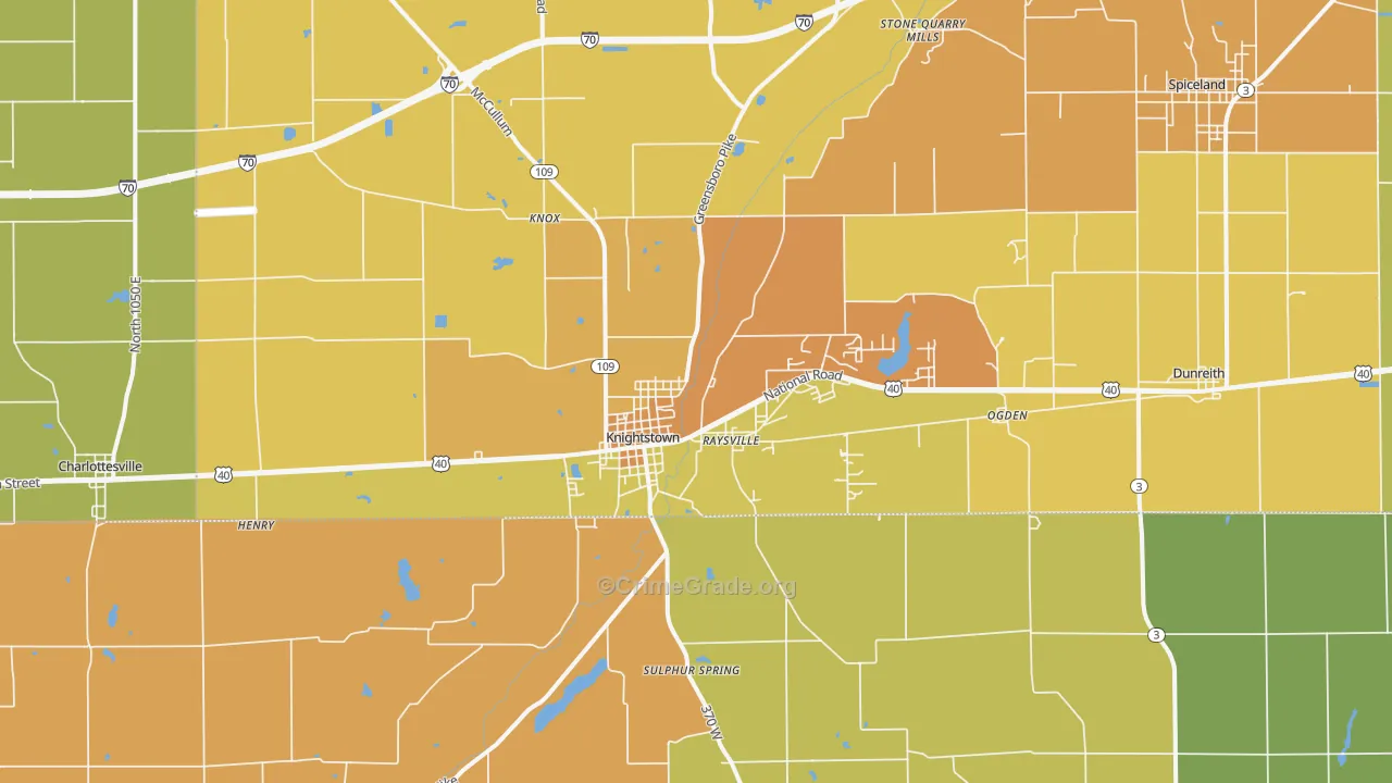 Knightstown, IN Map of Assault Rates