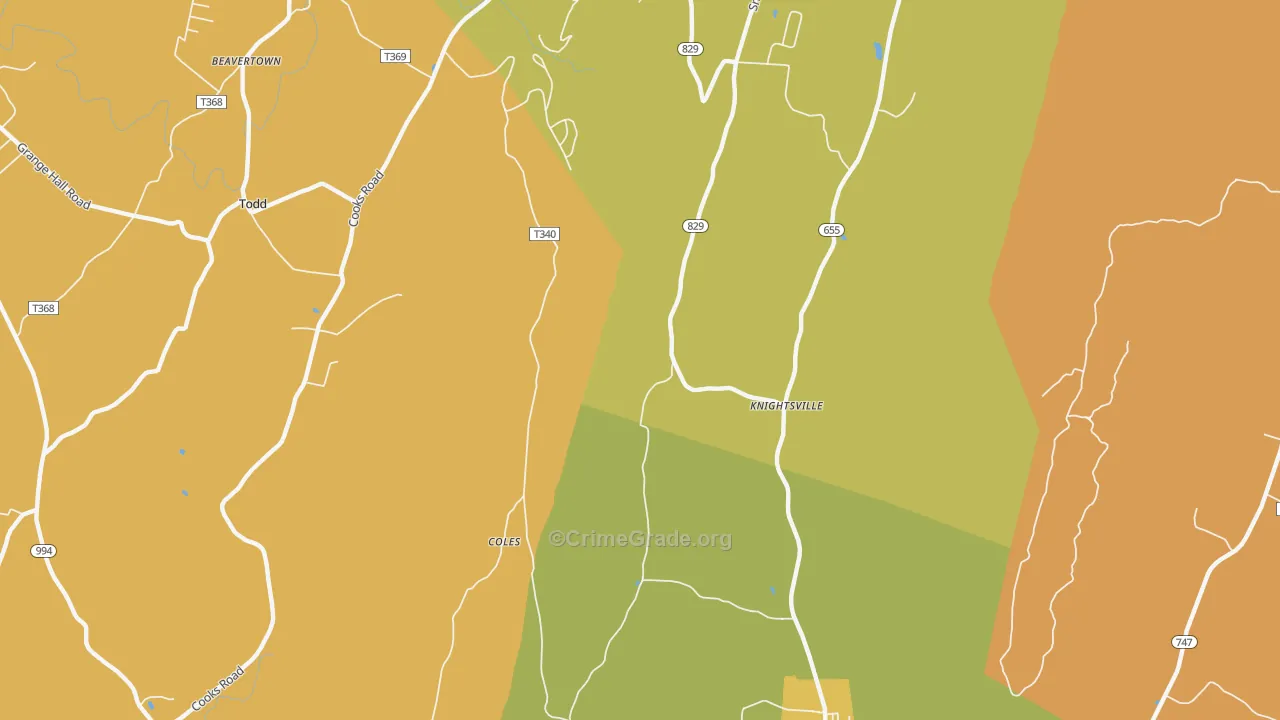 Knightsville, PA Map of Assault Rates