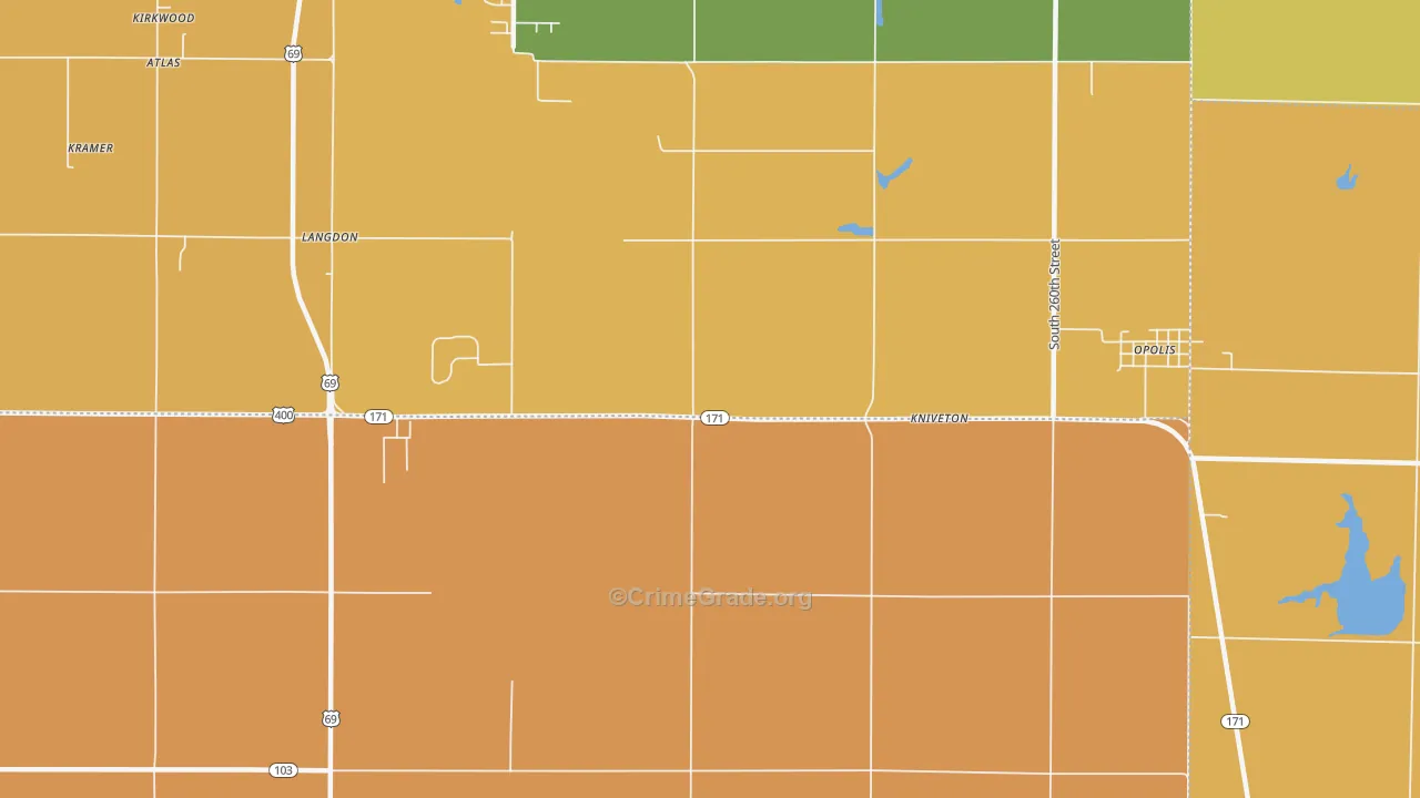 Kniveton, KS Map of Assault Rates