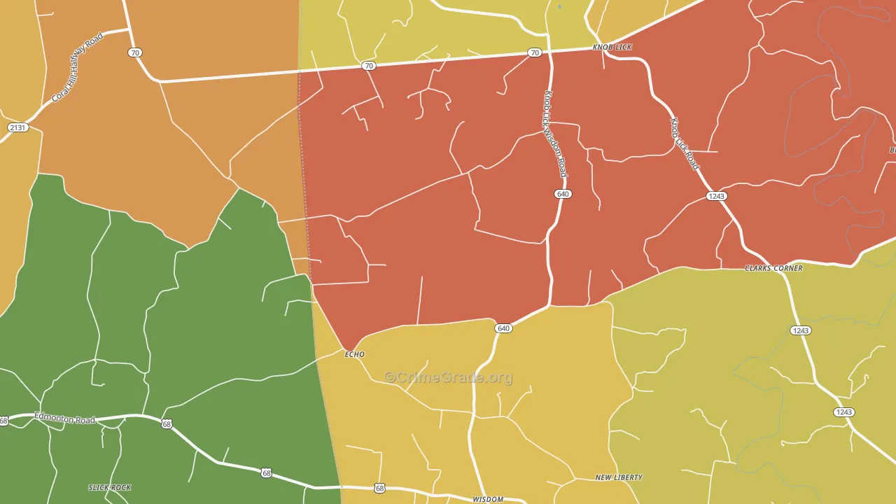 Knob Lick, KY Map of Assault Rates