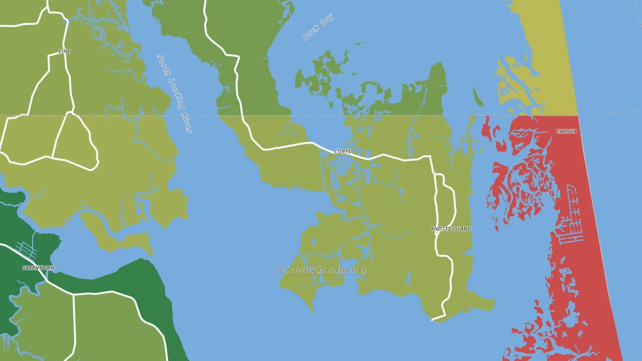 Knotts Island, NC Map of Assault Rates