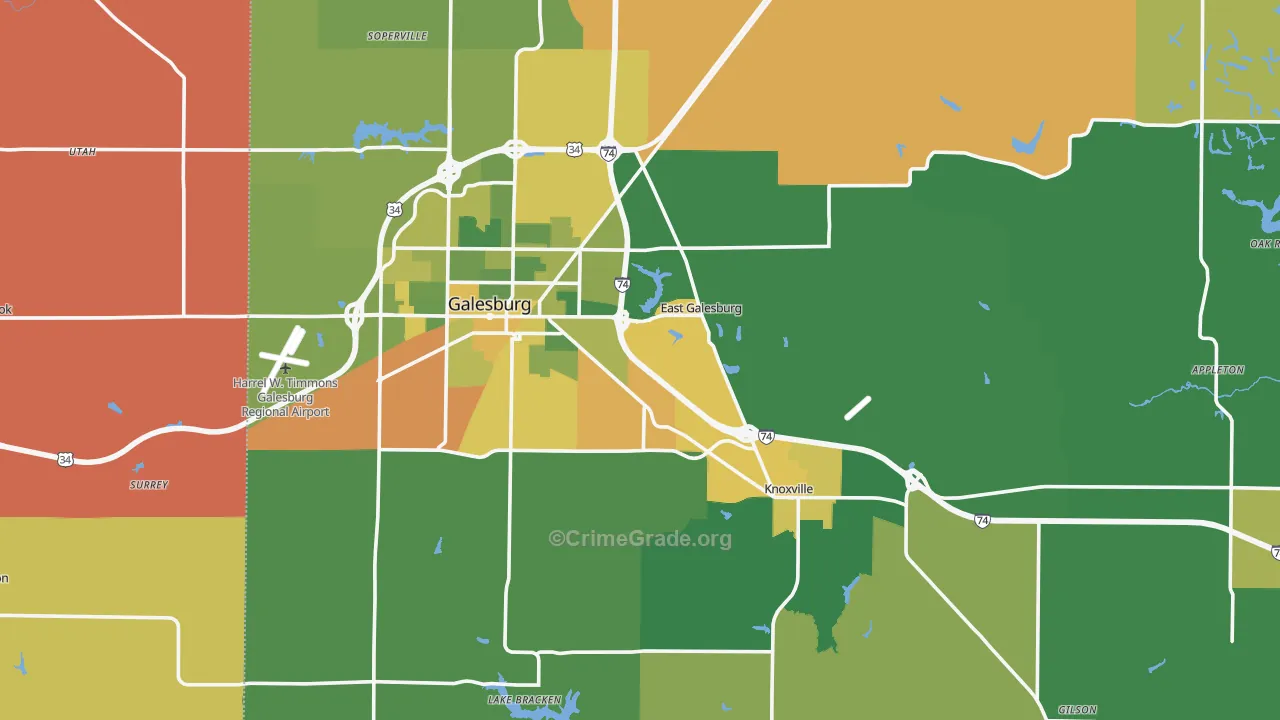 Knox County, IL Map of Assault Rates