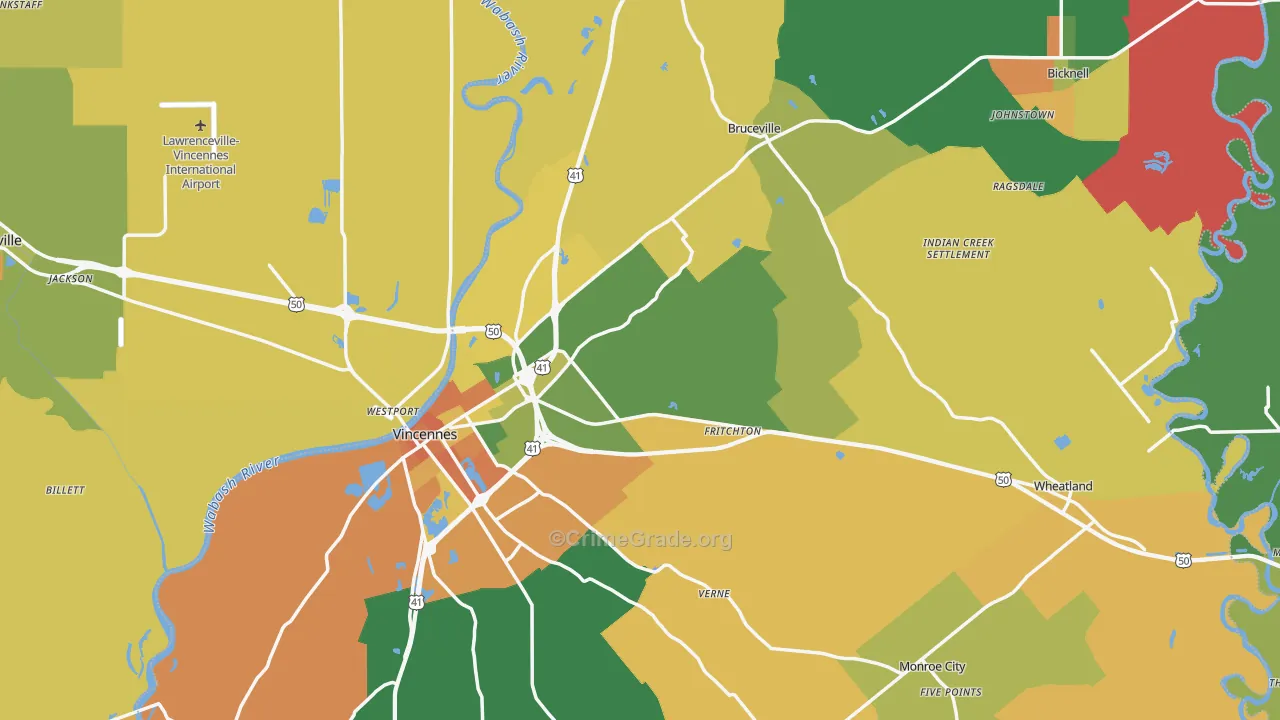 Knox County, IN Map of Assault Rates