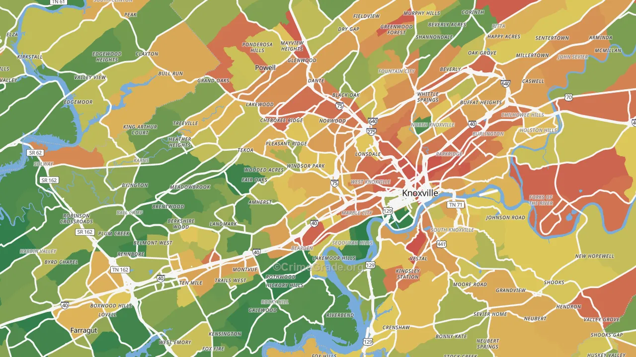 Knox County, TN Map of Assault Rates