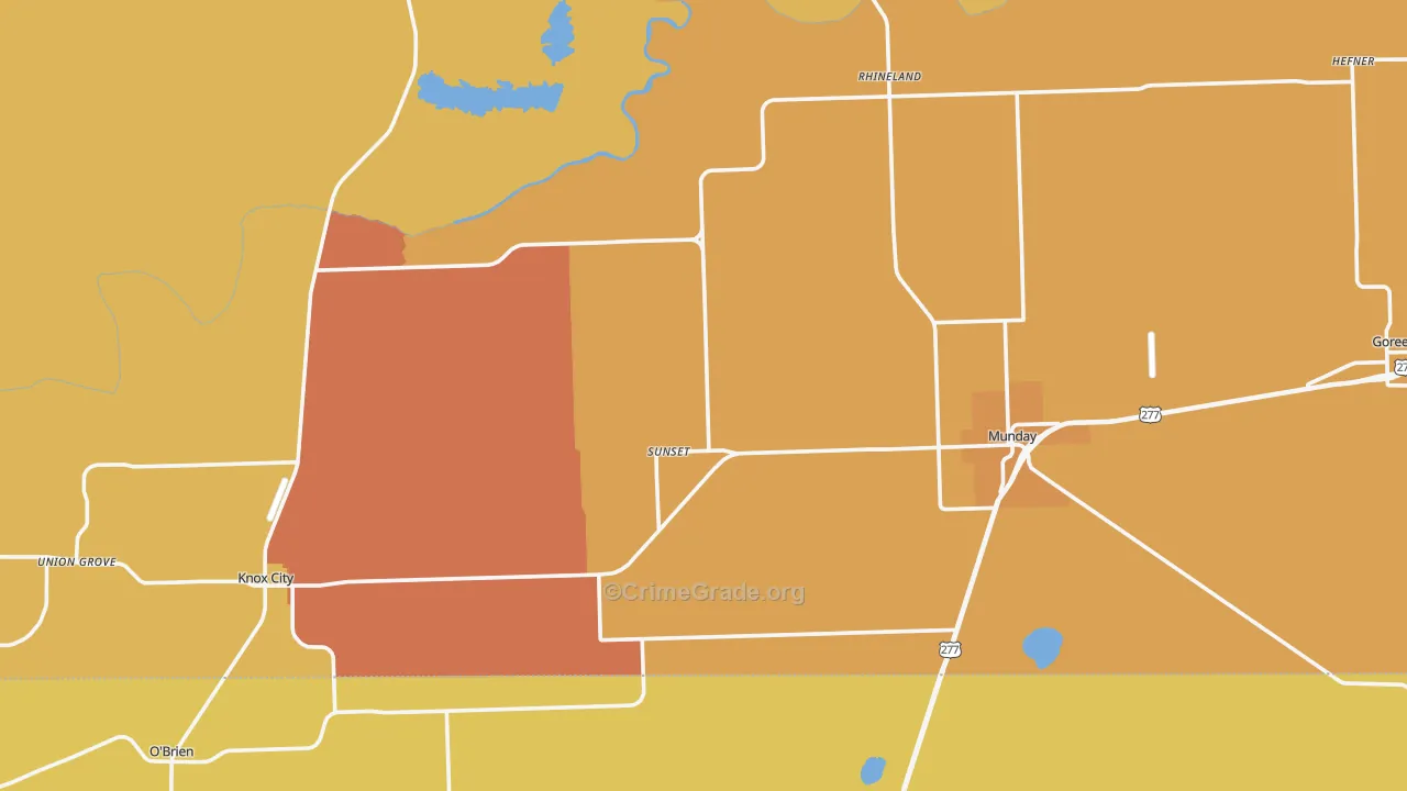 Knox County, TX Map of Assault Rates