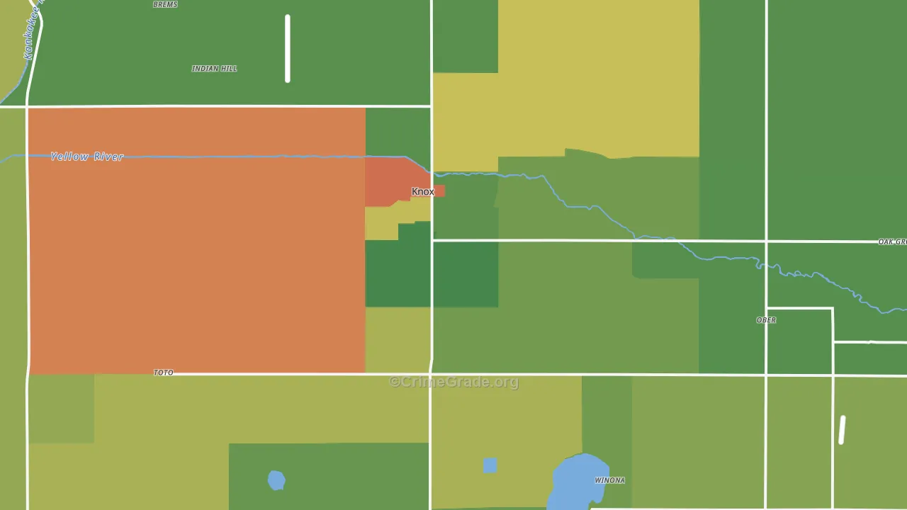 Knox, IN Map of Assault Rates