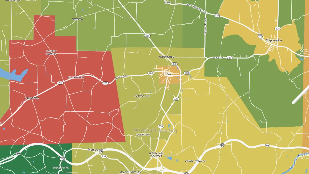 Knox, PA Map of Assault Rates