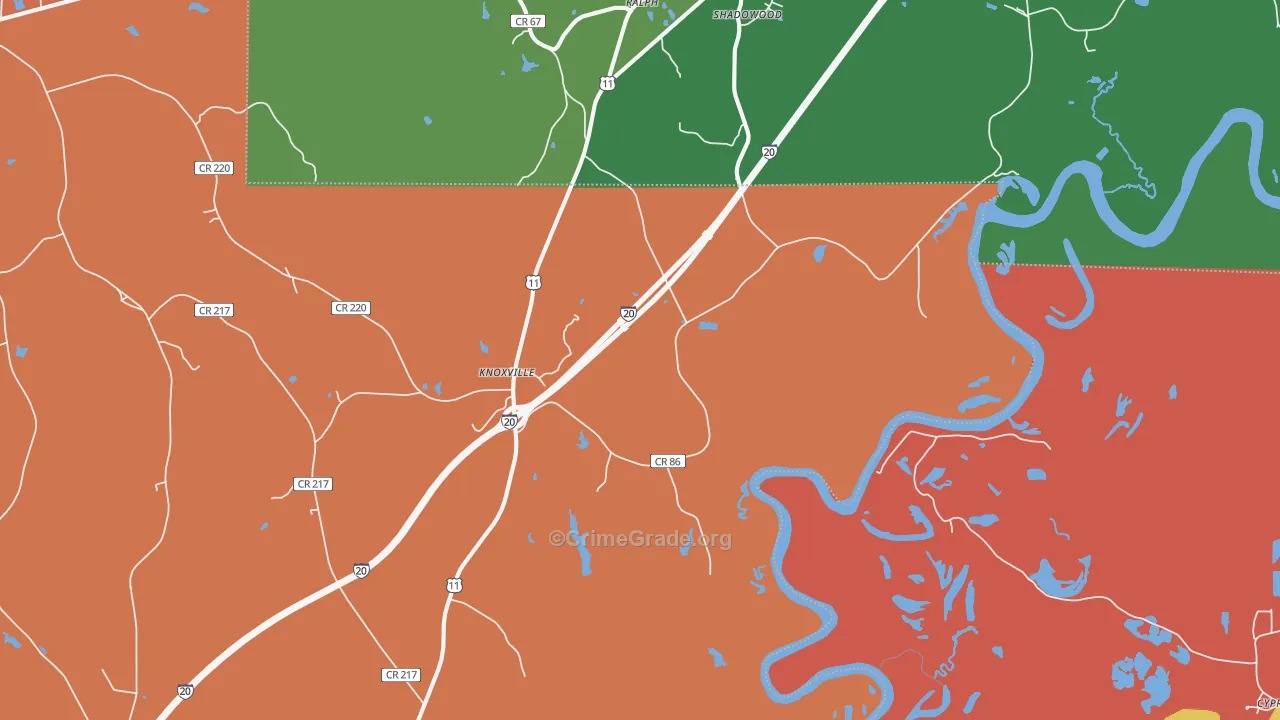 Knoxville, AL Map of Assault Rates