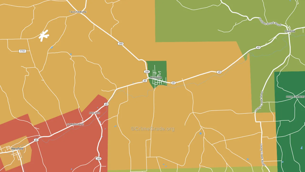 Knoxville, PA Map of Assault Rates