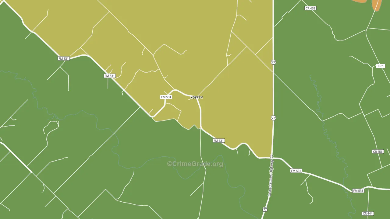 Koerth, TX Map of Assault Rates